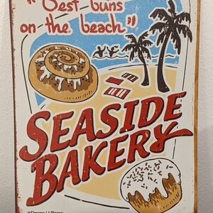Seaside Bakery Vintage Wall Sign - Red, Brown, Cream